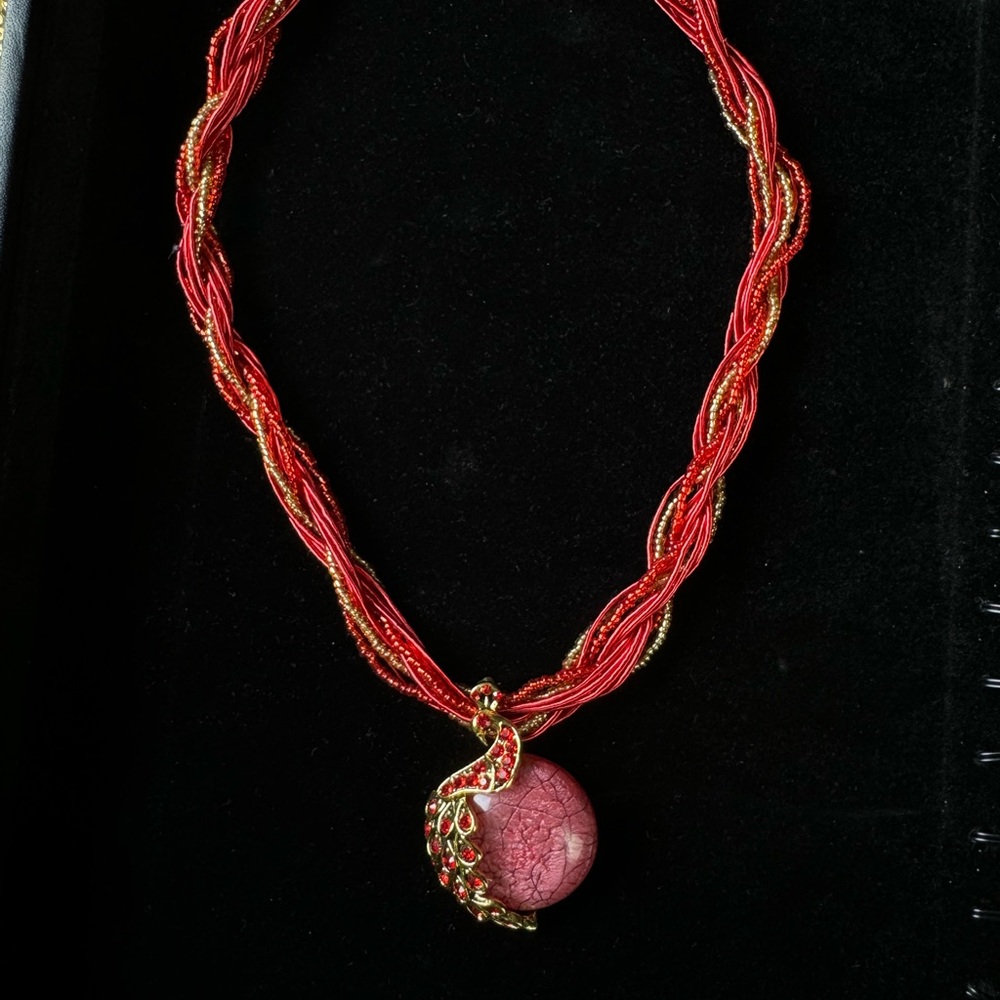 Elegant Red Beaded Necklace